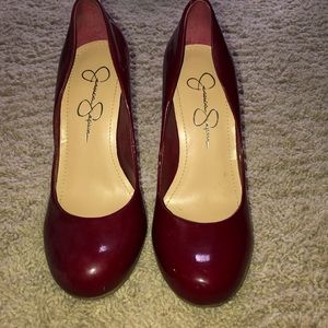 Jessica Simpson deep red patten leather heels